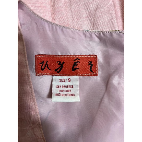 90s Y2K Women’s Preppy Pink Floral Silk Sleeveless Fit Flare Dress Size Small - Picture 11 of 12